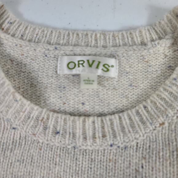 Orvis Gray Tan Wool Blend Fox Motif Pull Over Sweater Large - Picture 3 of 4